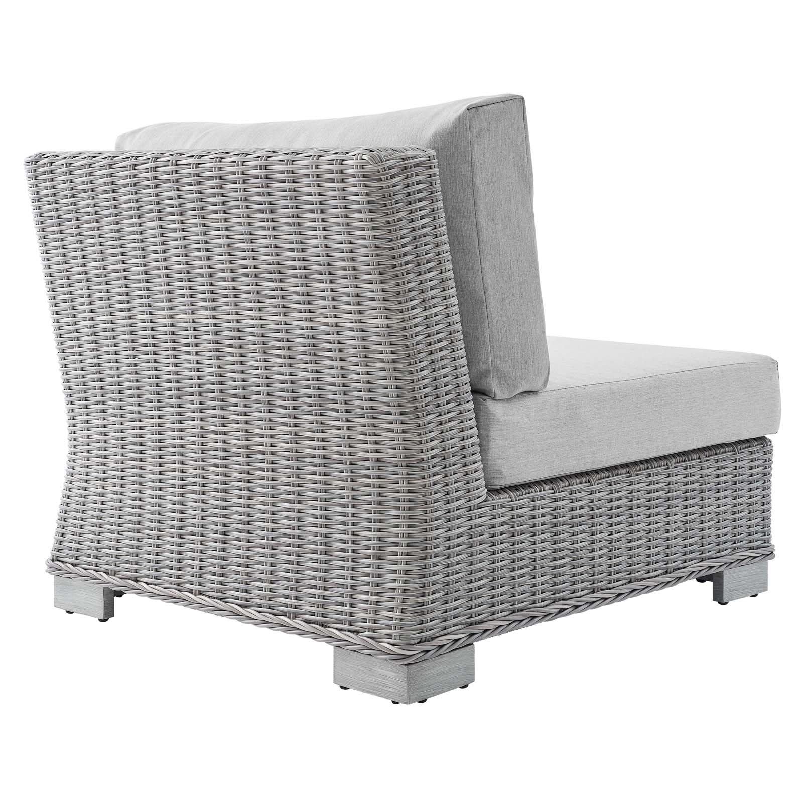 Modway Conway Sunbrella® Outdoor Patio Wicker Rattan Armless Chair in Light Gray Gray - image 4 of 9