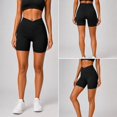 thumbnail image 5 of Women’s Crossover High Waisted Workout Shorts, V Waist Yoga Biker Shorts, Nylon Spandex Stretch Athletic Shorts for Gym Pilates, 5 of 7