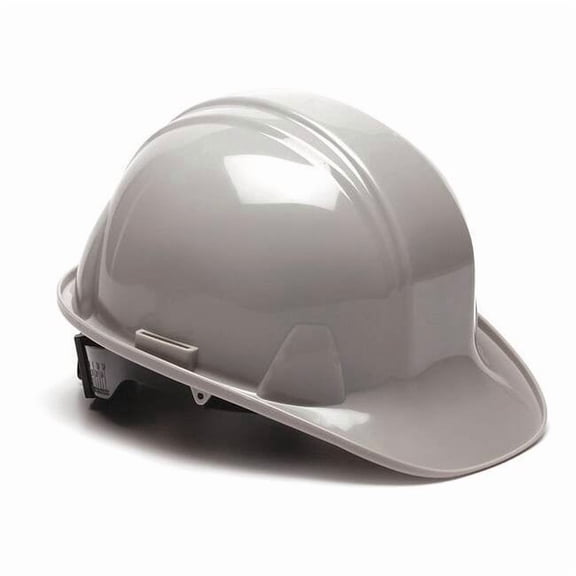 Front Brim Hard Hat, SL Series, Polyethylene, Type 1, Class E, Ratchet (4-Point), Side Slots, Gray