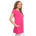 thumbnail image 3 of Women's Solid Casual Short Sleeve Loose Fit pockets Knit Tunic Top S-3XL, 3 of 4