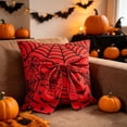 thumbnail image 3 of Diceymbol Halloween Throw Pillow Red Spiderweb Bow Accent Pillow for Couch Sofa Bed Bat Spider Home Decor 18 Inch, 3 of 7