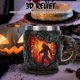 thumbnail image 4 of Taza Taza De Café Taza De Fuego Forestal Vintage Creativa única De 14 Oz Con Relieve 3D Para Regalo Navideño, 4 of 7