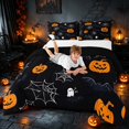 thumbnail image 3 of Homewish Halloween Ghost Bat Queen Comforter Set, Spider Web Pumpkin Comforter Sets Queen, Black Orange, Black Reversible, 3pcs 1 Comforter and 2 Pillowcases, 3 of 5