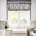 thumbnail image 3 of European Floral Kitchen Curtains and Valances Set, Rod Pocket Curtains Tier Farmhouse Window Curtains 36 Inch Length, Rustic Black Grey Formal Traditional Tribal 3 Piece Kitchen Curtains Set, 3 of 6