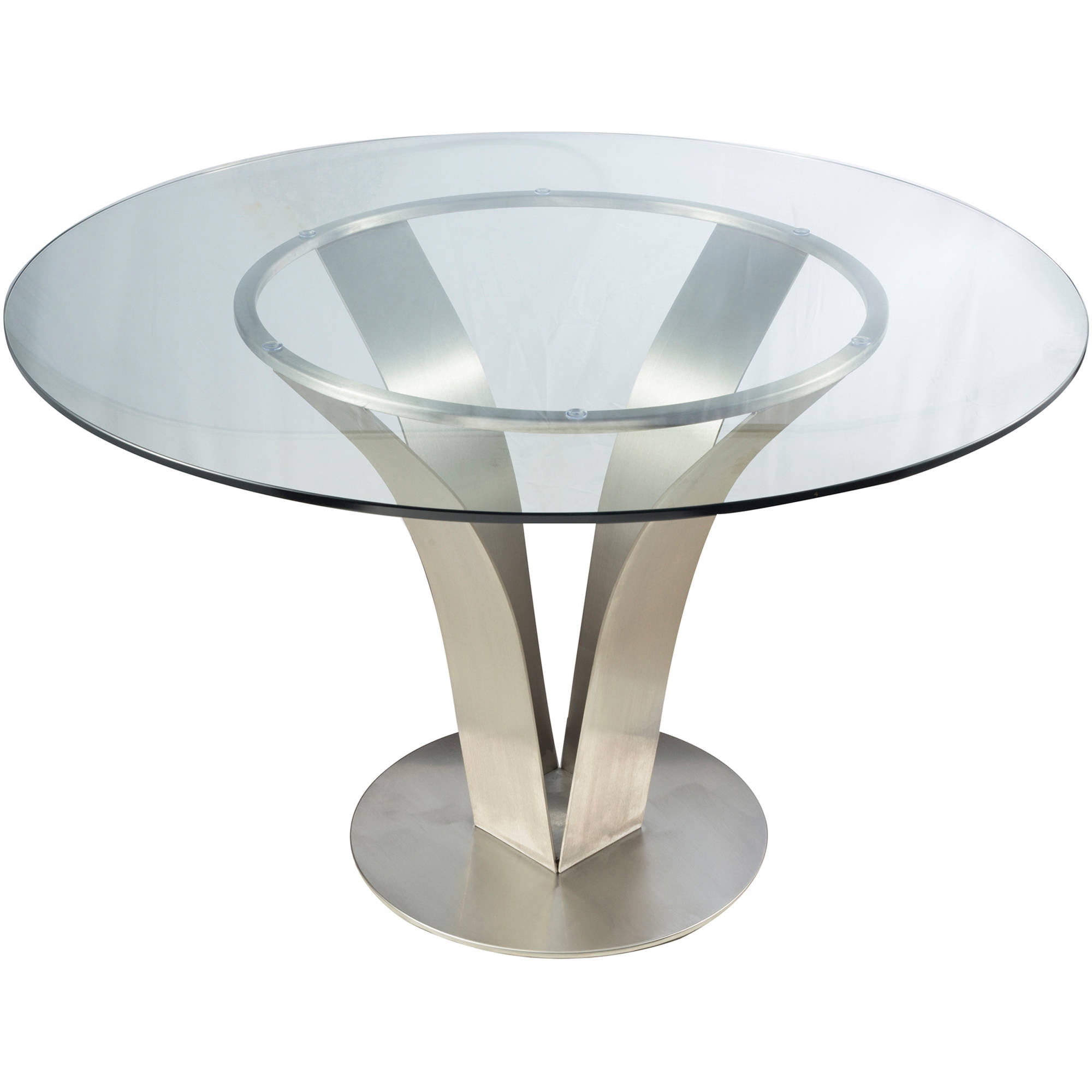 ARMEN LIVING Cleo Contemporary Dining Table, Stainless Steel With Clear