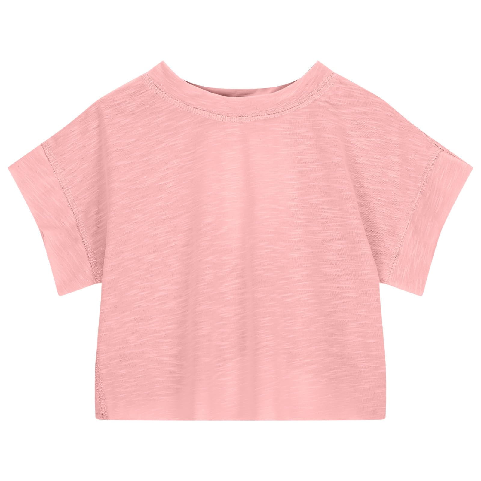 Faraee Teen Girls Open Back Shirts Backless Yoga Workout Summer Cute Tee Tops Short Sleeve Crop Oversized T Shirts Clothes 4t 5t 6t 7t 4-14 Years Pink