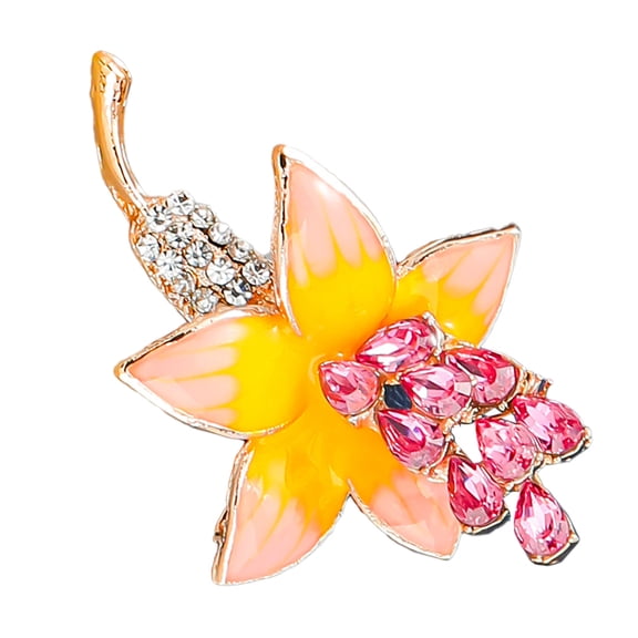 OUNONA Flower Lapel Pin Rhinestone Brooch Women Clothes Lapel Pin Decoration Metal Pin