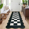 thumbnail image 2 of Hasoo Runner Rug 2x6 Non-Slip Washable Low Pile Scalloped Checkered Print for Kitchen Indoor Black/White, 2 of 5