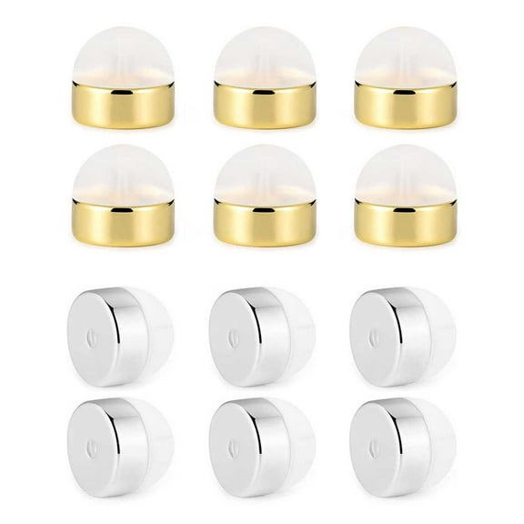 12Pcs/set Earring Backs Silicone Flat Earring Backs for Studs Post Clear Silver Gold Comfort Earring Backs for Earring