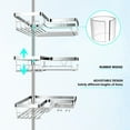thumbnail image 6 of Corner Shower Caddy Tension Pole - Chrome Tension Rod Shower Caddy Adjustable Shampoo Holder for Bathroom/Bathtub/RV, Stainless Steel, Floor to Ceiling 25-114.2 inch, 6 of 12