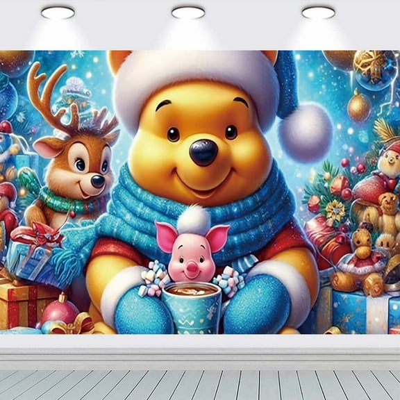 Winnie the pooh Christmas Taspestry Poster Banner Backdrop Background Wall Decor Party Supplies
