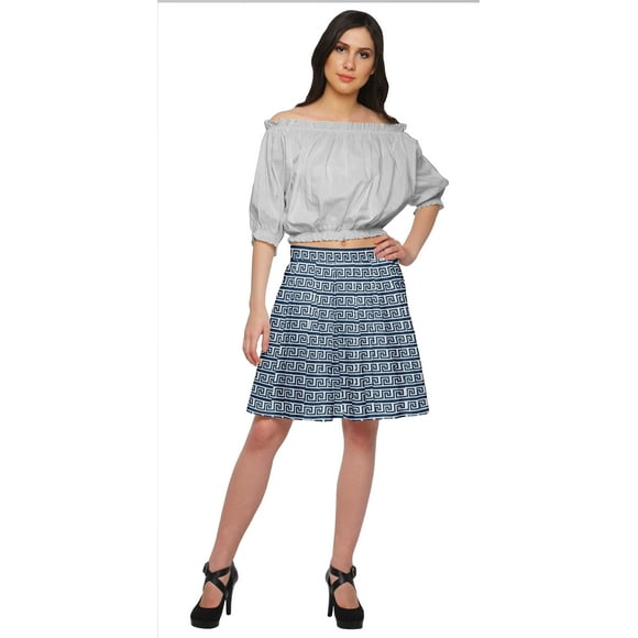 Moomaya Printed Short Skirts For Women Cotton Pleated Mini Skirt Summer Clothing