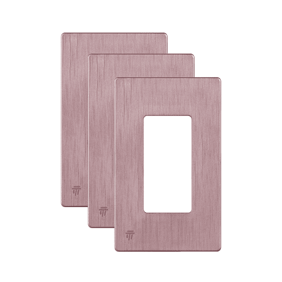 ENERLITES Elite Series Screwless Decorator Wall Plate Child Safe Outlet Cover, Size 1-Gang 4.68" H x 2.93" L, Unbreakable Polycarbonate Thermoplastic, SI8831-BRG, Brushed Rose Gold, 3 Pack