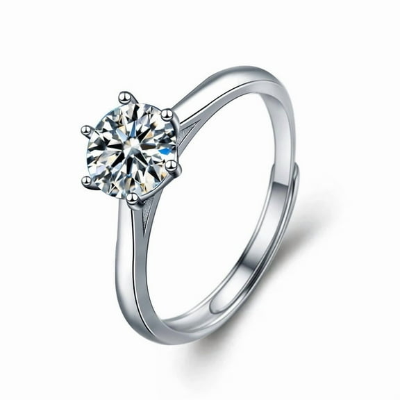 Whudwhu Moissanite Ring Adjustable Silver Couple Promise Rings for Her