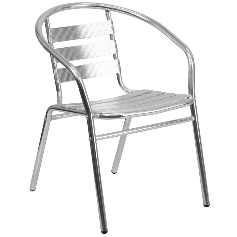 Flash Furniture 23.5 Round Aluminum Indoor Outdoor Table Set with 4 Slat Back Chairs