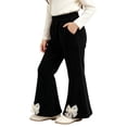 thumbnail image 2 of ZVAVZ Girls Corduroy Flare Pants Fall Winter Bell Bottoms Trousers with Pockets High Waisted Bell Bottoms Cute Pants Black 1-2Years, 2 of 7