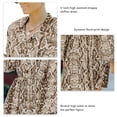 thumbnail image 4 of Vestido de gasa color café elegante de talle alto, detalle de botones, cuello alto y mangas largas estampadas para mujer, talla L, 4 of 5