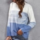 thumbnail image 2 of Suéter de mujer con hombros caídos y cuello redondo de manga larga con degradado para otoño invierno azul S, 2 of 6