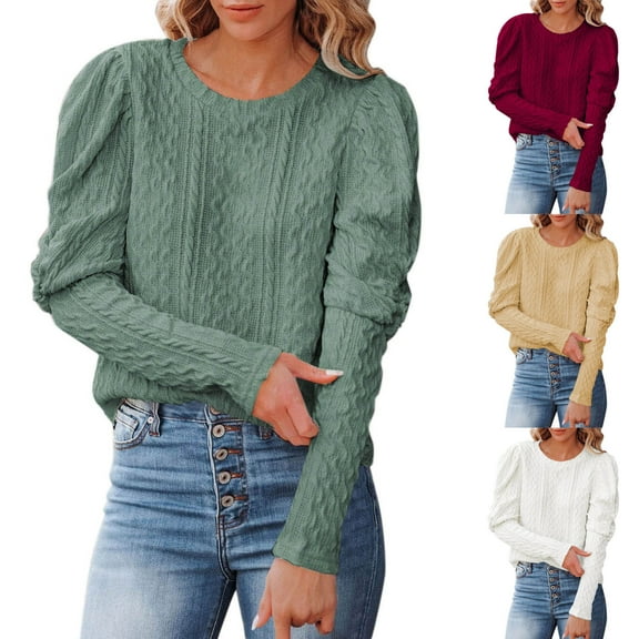 Otvok Autumn/Winter Womens Sweaters Knitting Long Sleeve Solid Tops