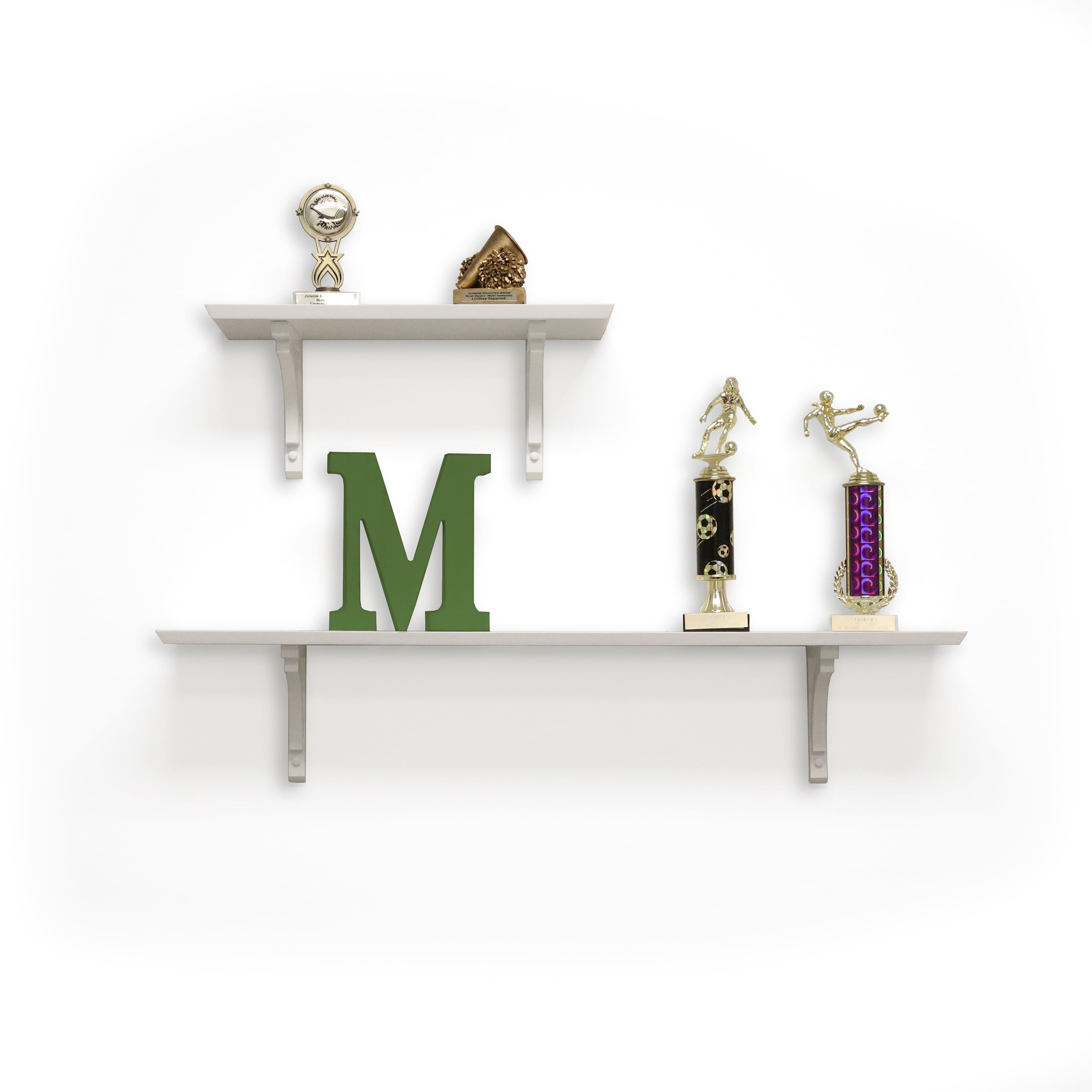 InPlace Shelves, 18Wx7Dx7H, Wood Cottage Bracket Floating Wall Mounted Display Shelf, White