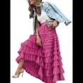 thumbnail image 1 of Faldas Largas de Tul para Mujer, Corte A, Volantes, Cintura Alta, Escalonadas, , Tutú, Enagua Rosa Roja XL, 1 of 8