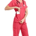 thumbnail image 3 of Vitastitch Scrub, Women's Scrub Sets 2-Piece V-Neck Back Tie Short Sleeve & Pants with Pockets, Adjustable Waist for Nurses, Healthcare Workers, Summer Red Xl, 3 of 4