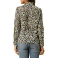 thumbnail image 3 of INSPIRE CHIC Women's Floral Print Long Sleeve Stand Collar Casual Shirt XS Navy Blue, 3 of 6