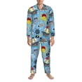thumbnail image 3 of Fotbe Pirate Marine Animals Pijama de Hombre con Estampado de Manga Larga, Conjunto de 2 Piezas, Ropa de Dormir Suave y Cómoda con Bolsillos-Medium, 3 of 7