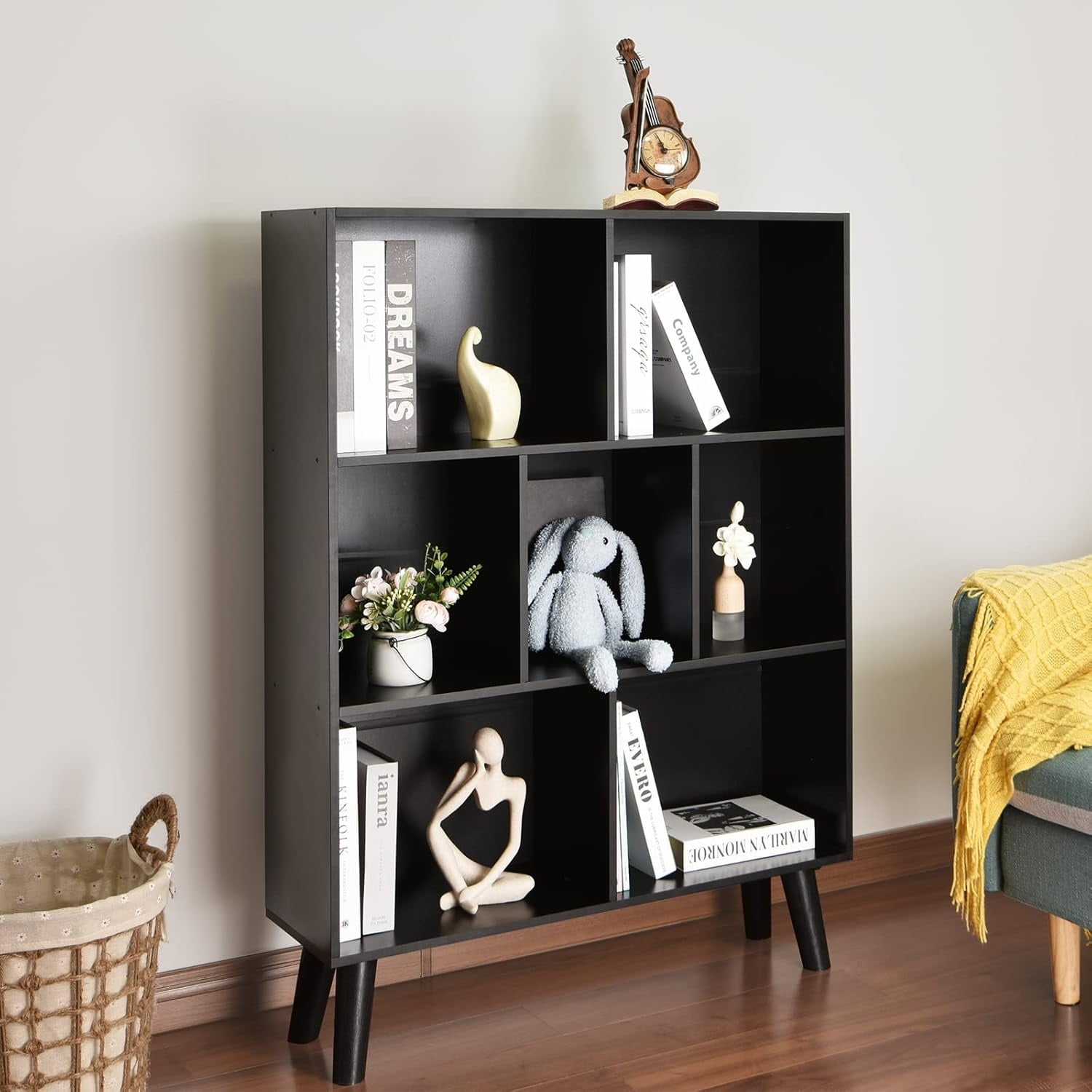 Photo 1 of 



Visit the Hurber Store
Hurber 7-Cubes Bookshelf, 3-Tiers Bookcases Storage Cabinet Display Organizer with Legs, Black