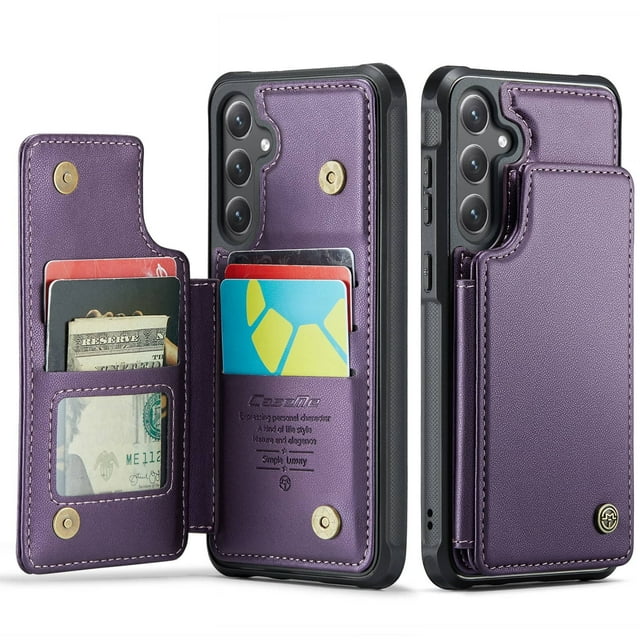 Funda para Samsung Galaxy S25 Plus con tarjetero, tipo billetera para hombre y mujer con bloqueo RFID, de cuero resistente, con soporte, cierre magnético y a prueba de golpes