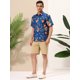 thumbnail image 4 of Lars Amadeus Camisa floral de verano para hombre, manga corta, camisas hawaianas de playa Naranja azul XXL, 4 of 6