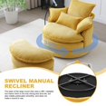 thumbnail image 6 of BUIORD 36"W Swivel Barrel Chair Set, Upholstered Accent Chair with Storage Ottoman, 360° Swivel Chair for Living Room Bedroom, Yellow, 6 of 8