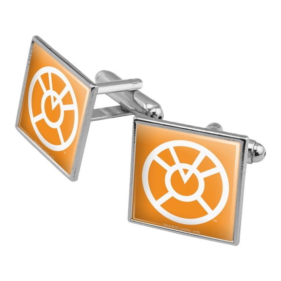 Green Lantern Blackest Night Orange Lantern Logo Square Cufflink Set - Silver or Gold