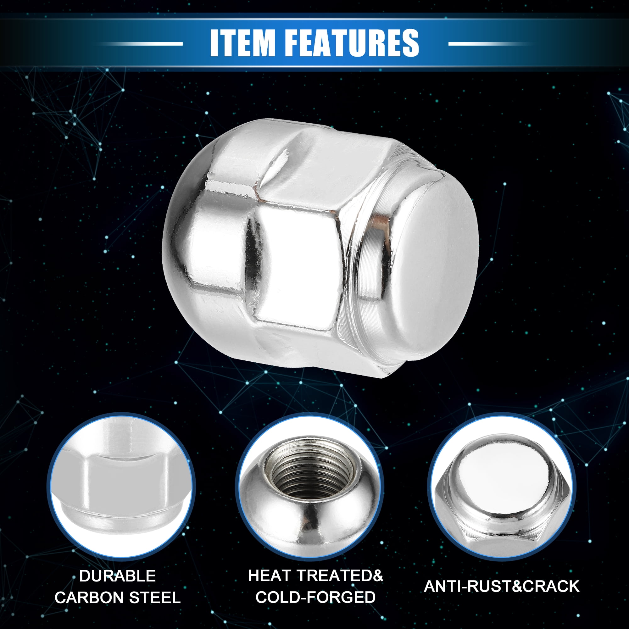 5 Pcs Wheel Lug Nuts Compatible for Honda Odyssey for Honda Pilot, Durable Chorme Plated M14x1.5 Carbon Steel Silver Tone