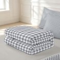 thumbnail image 6 of Manfei Classic Plaid Zipper Twin Comforter Sets with Fitted Sheet and 2 Pillowcases,Vintage Check Zipper Bedding Set,Light Gray,Light Gray Reversible,4pcs, 6 of 8