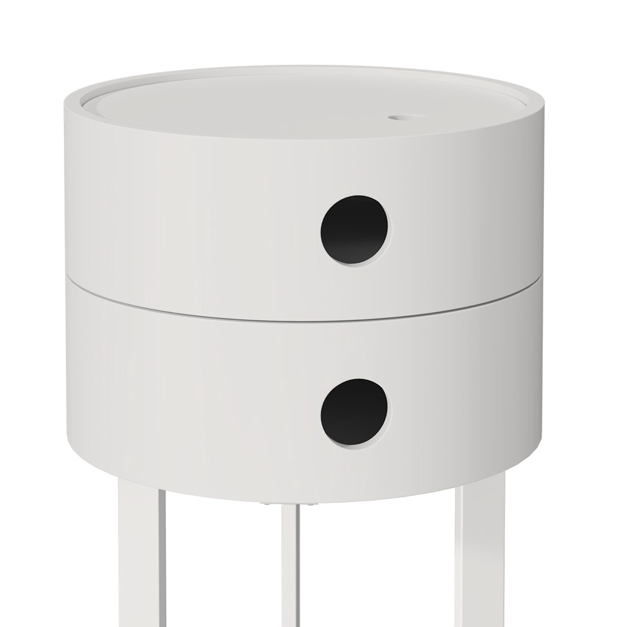 HLR Modern Round Nightstand Set of 2 with Drawer, 2-Tier End Table for Living Room, Bedroom, White