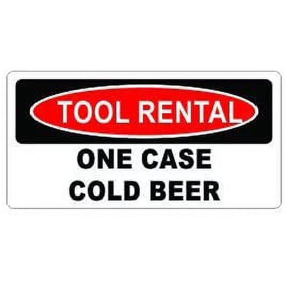 Pair of Tool Rental One Case Cold Beer Funny Hard Hat/Helmet Vinyl Decal Sticker