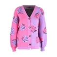 thumbnail image 6 of Liacowi Women Knit Cardigan Long Sleeve Sweater Strawberry Knitwear Fall Loose V-Neck Tops Casual Outwear for Teen, 6 of 8
