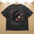 thumbnail image 2 of Custom Black Cat Guitar Bootleg Retro 90s Dance T-Shirt for Cat Lovers, 2 of 5