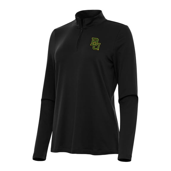 Women's Antigua Black Baylor Bears Reprocess Quarter-Zip Top