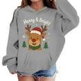 thumbnail image 3 of SonxaHe Big Girl's Hoodie Christmas Reindeer Print Fleece Cozy Hooded Sweatshirt Child Soft Holiday Party Hoodies Gray,Sized 9-10, 3 of 3