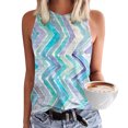 thumbnail image 3 of Verano Tops Camisetas sin mangas de cuello redondo de verano a la moda para mujer, camisetas sin mangas ligeras estampadas, camiseta sin mangas gráfica holgada Sexy (Sky Blue, M), 3 of 4