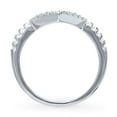 thumbnail image 4 of BERRICLE Sterling Silver Wishbone Wedding Rings Round Cut Cubic Zirconia CZ Curved Half Eternity Ring for Women, Rhodium Plated Size 4, 4 of 9