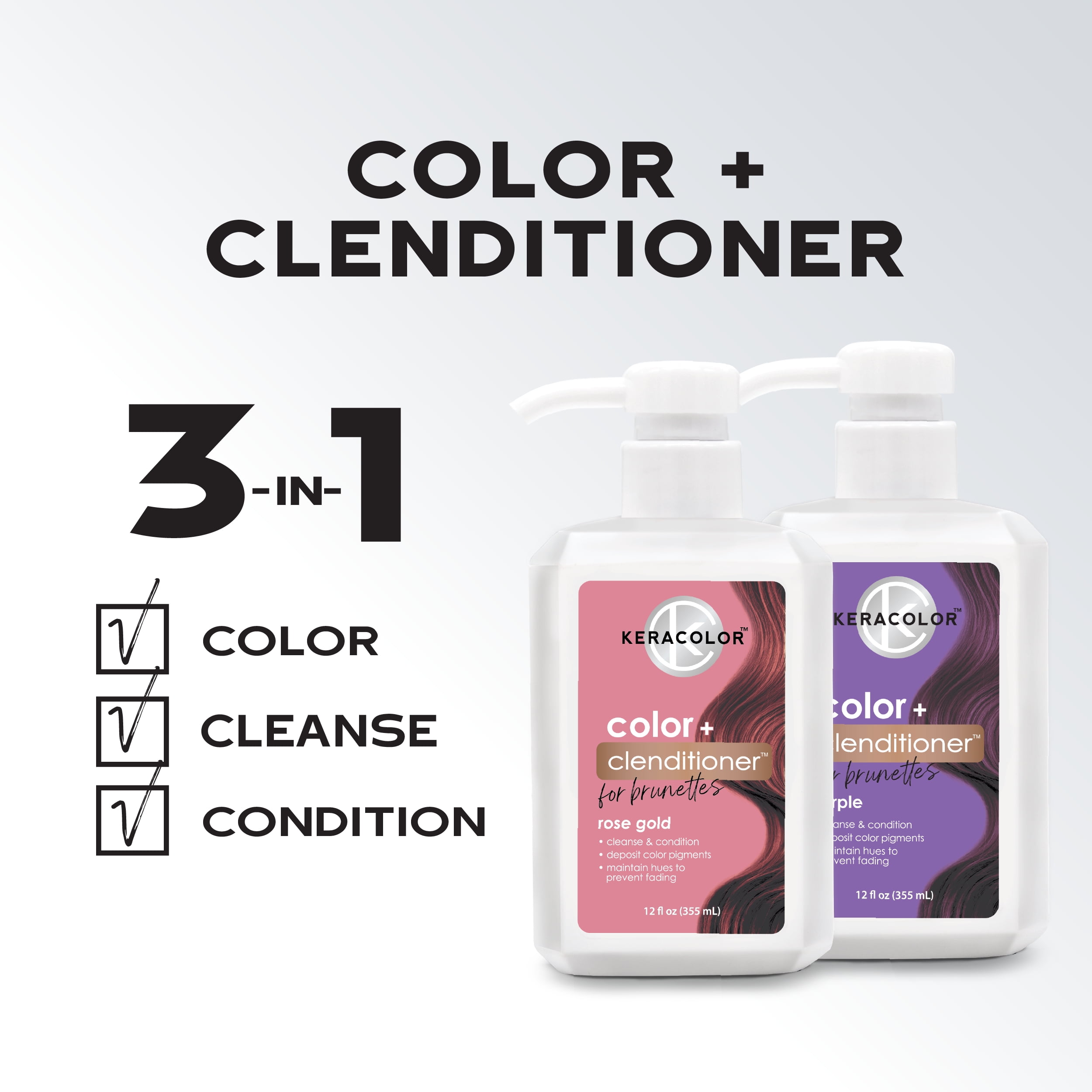 Keracolor Clenditioner for Brunettes Hair Dye, Rose Gold, 12 fl oz