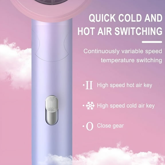 LAMIRO Battery Heater Portable Cordless Foldable Hair Dryer High Power Household Negative Ion Hair Dryer Outdoor Travel Hotel Hair Dryer