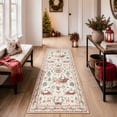 thumbnail image 2 of Lahome Decor Christmas Hallway Runner Rug, 2' x 6', Elk, Snowflakes, Christmas Tree, Sleigh, House Pattern, Non-Slip Washable Indoor Area Rug,Beige, 2 of 10