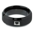 thumbnail image 2 of Tungsten North Dakota The Peace Garden State Heart Band Ring 8mm Men Women Comfort Fit Black Beveled Edge Brushed Polished, 2 of 4