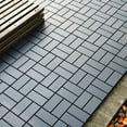 thumbnail image 2 of Interlock Deck Tile 12"x12" (36 Tiles/Box) - Slip-Resistant Outdoor Flooring, Patio Paver for Poolside, Backyard & Garden - Easy Snap Plastic Tiles(Gray/Brown), 2 of 4