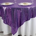 thumbnail image 5 of Efavormart 90" Premium SEQUIN Square Tablecloth Overlay For Wedding Banquet Catering Party Table Decorations-Purple, 5 of 9