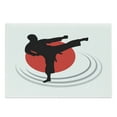 thumbnail image 1 of Kung Fu Cutting Board, Karate Kicking Man Silhouette on Japanese Flag Inspired Backdrop, Decorative Tempered Glass Cutting and Serving Board, in 3 Sizes, by Ambesonne, 1 of 2